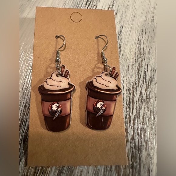 Michael Halloween coffee cocoa earrings new - Picture 1 of 3